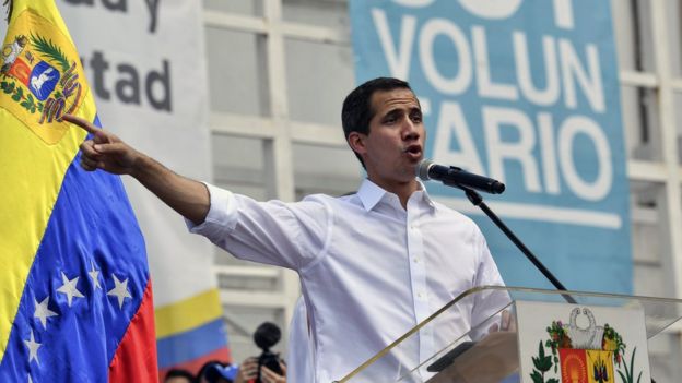 Juan Guaidó durante un acto el pasado sábado.