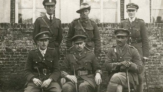 Walter Tull with his fellow soldiers during World War One