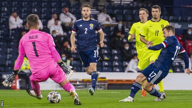 Ryan Fraser scores in Scotland's win over Czech Republic in October