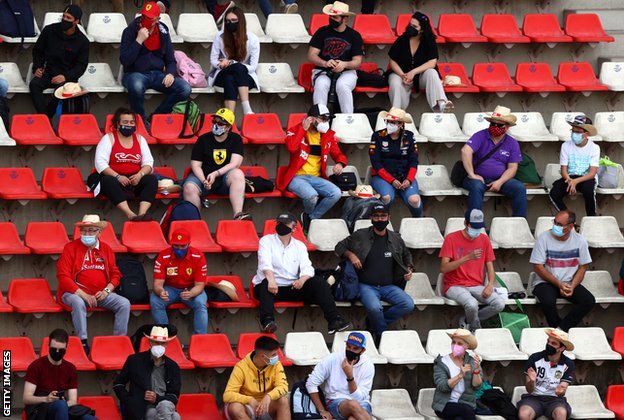 Fans watch from the grandstands in Barcelona