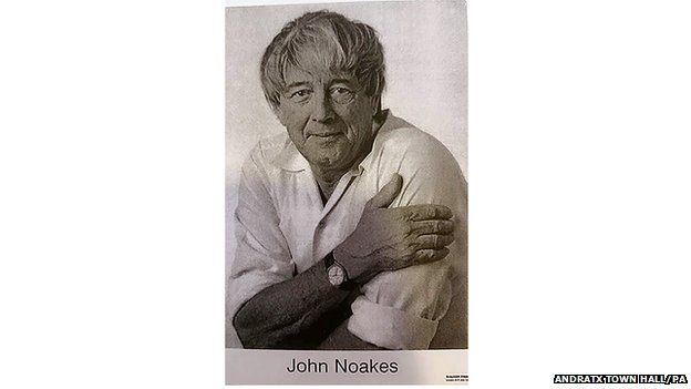 Andratx town hall poster of former Blue Peter presenter John Noakes
