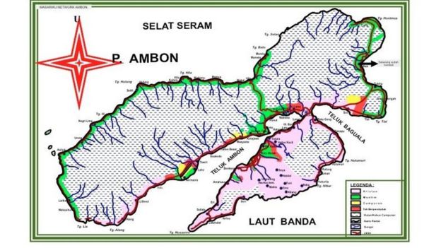 Peta tempat tinggal masyarakat di Ambon.