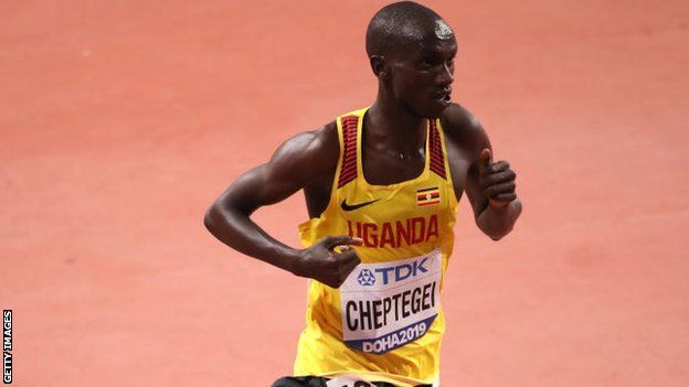 Joshua Cheptegei in a Uganda vest at the 2019 World Championships