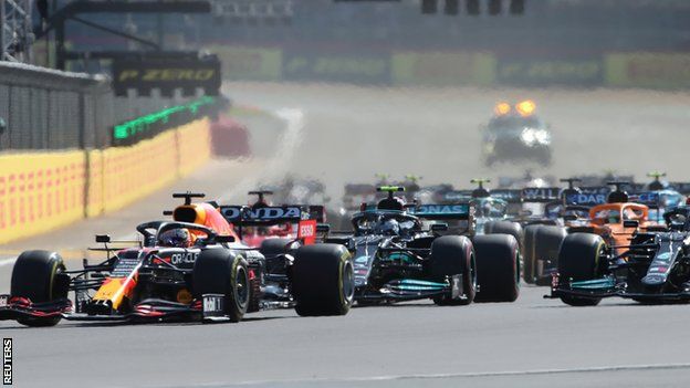Max Verstappen leads the F1 sprint qualifying race