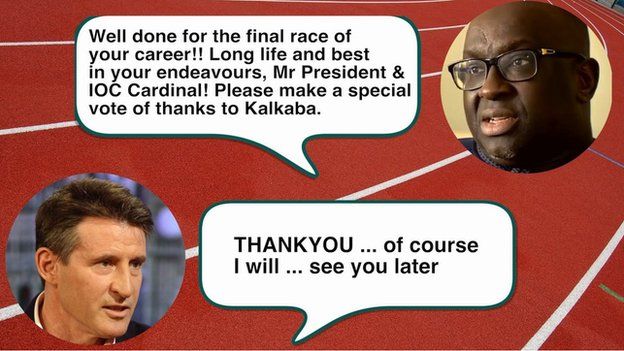 Text message exchange between Lord Coe and Papa Massata Diack on the 19 August, 2015