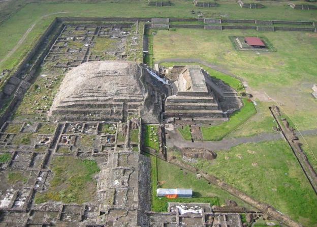 Vista aérea del templo de Quetzalcóatl.