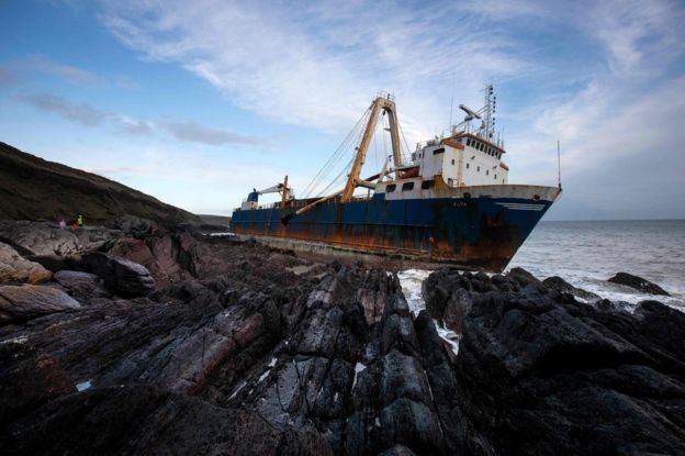 Dramatic Photos Show 'ghost Ship' Washed Up By Storm Dennis - BBC News