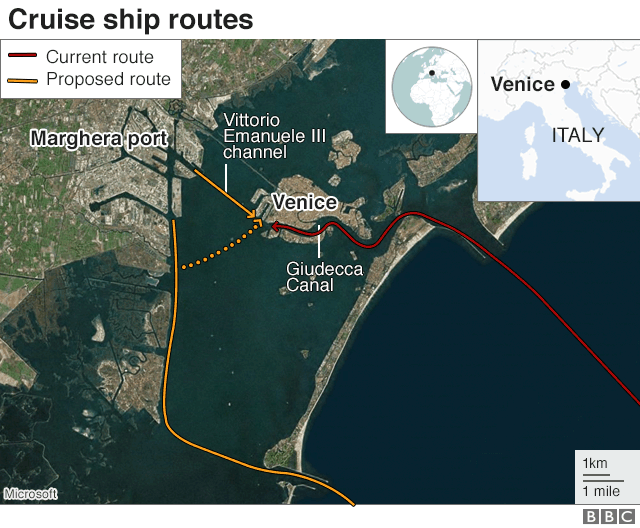 Venice cruise ship routes graphic