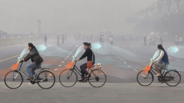 CGI of cyclists in Beijing