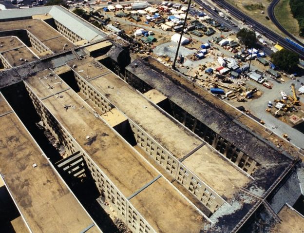 An aerial view of the damage