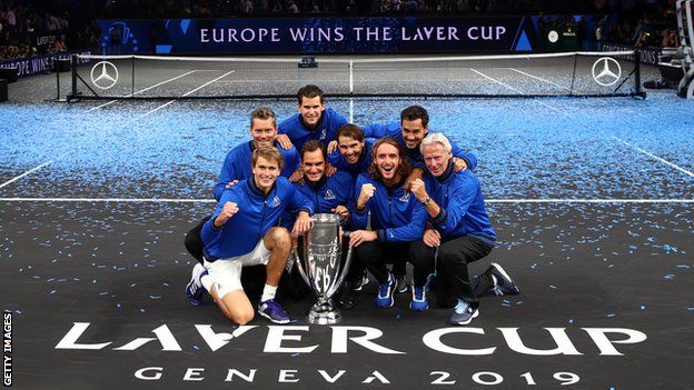 Team Europe celebrate their Laver Cup win over Team World