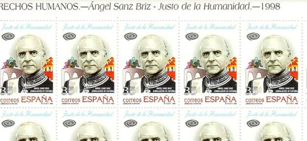 Sellos en conmemoración de Ángel Sanz Briz.