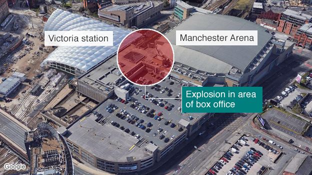 Map of Manchester Arena location