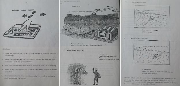 Design art-work and story-boarding for Surf Champ when it was in its conceptual stage. The game came with a surfing tutorial programme on side b of its tape