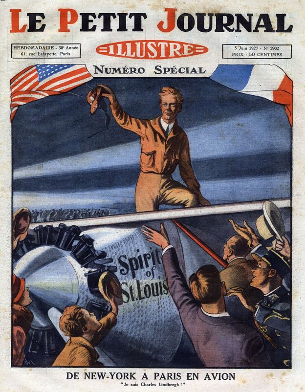 Portada de una edición especial de Le Petit Journal celebrando la llegada de Lindbergh a París