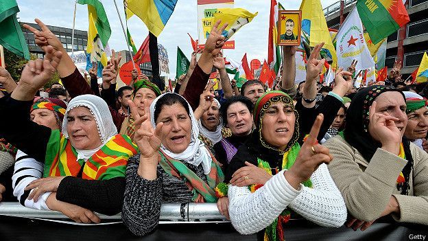 Manifestantes kurdos.