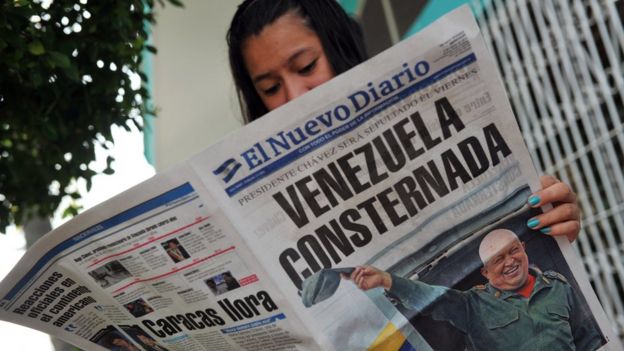 Portada de un diario nicaragüense con la noticia de la muerte de Chávez.