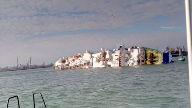 A cargo ship carrying sheep that capsized off the coast of Romania