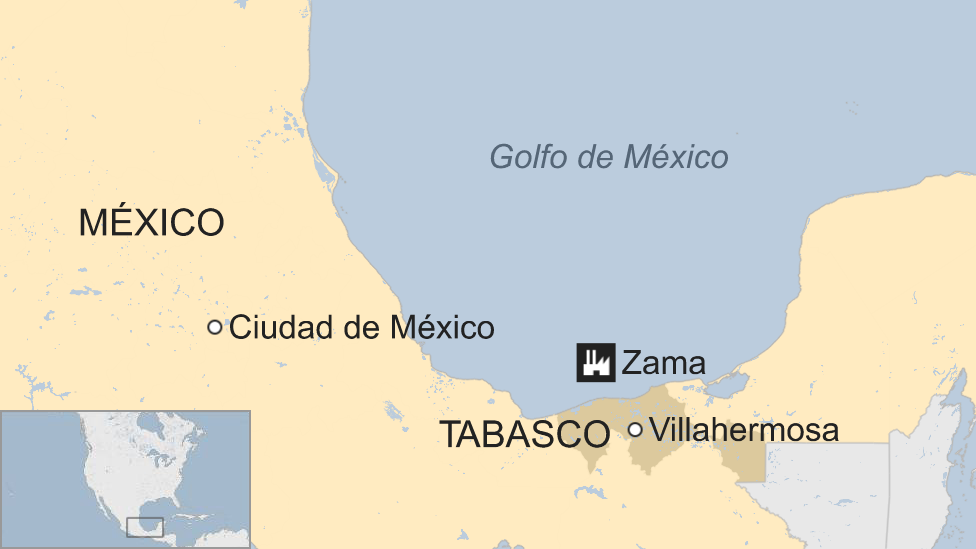 Un mapa de la ubicación de Zama