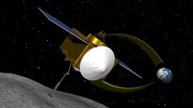 Ilustración de la sonda OSIRIS-REx.
