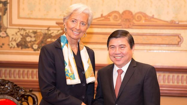 Chủ tịch UBND TPHCM Nguyễn Thành Phong tiếp giám đốc IMF Christine Lagarde năm 2016