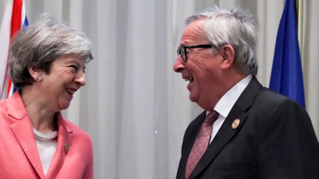 Theresa May also met Jean-Claude Juncker