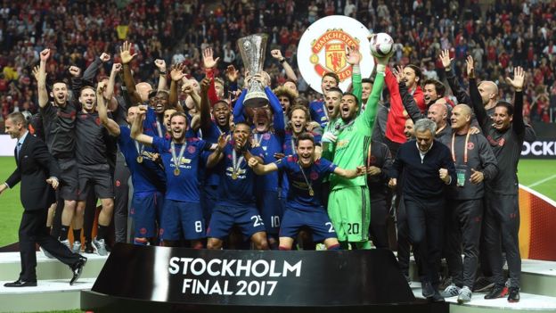 Manchester United comemora título da Uefa em 2017
