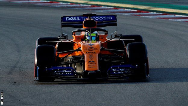 Lando Norris drives his McLaren around the Circuit de Barcelona-Catalunya during pre-season testing in Barcelona