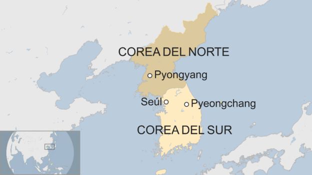 Mapa de Corea del Norte y Corea del Sur