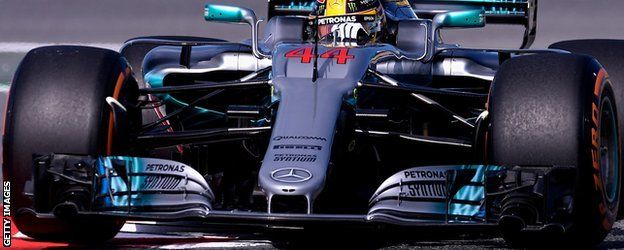 The Mercedes has a new nose for this race