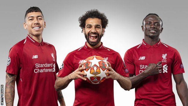 Liverpool's Roberto Firmino, Mohamed Salah and Sadio Mane