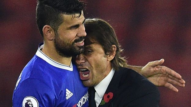 Diego Costa and Antonio Conte