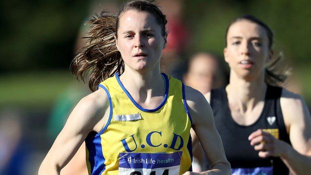 Portaferry runner Ciara Mageean on her way to victory in the 800m at Santry on Sunday