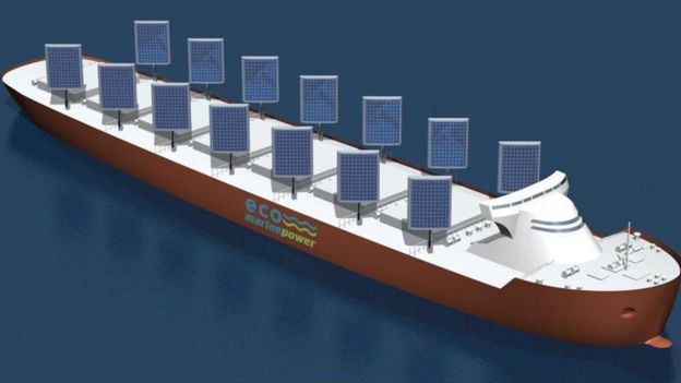 نموذج لسفينة شحن تسير بالطاقة الشمسية