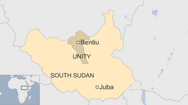 south sudan map with unity state