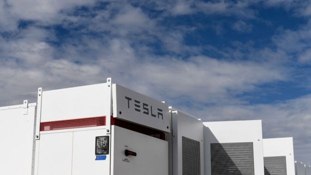 Tesla batteries at the United Power plant in Colorado