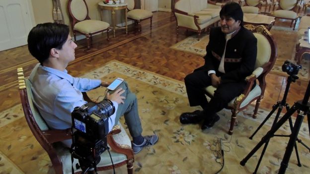El presidente Morales recibió a BBC Mundo en el Palacio de Gobierno de La Paz