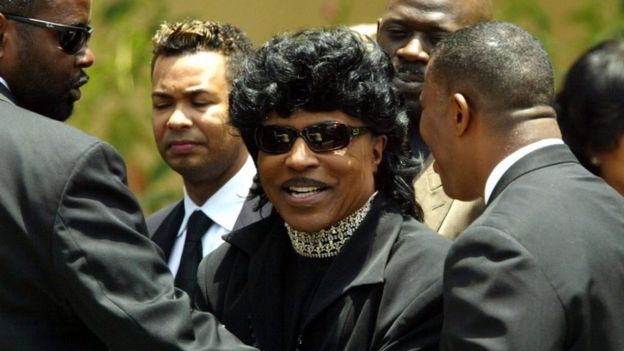 Little Richard who had a complex relationship with his sexuality at funeral of Ray Charles