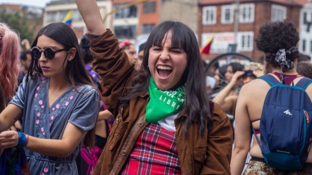 Protesta feminista en Bogotá