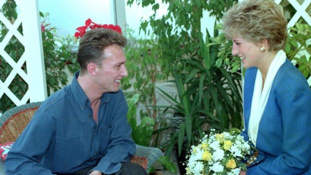 The late Princess Diana meeting an AIDS patient at a London hospital in 1991 (PA WIRE/ FILE)