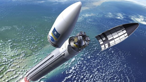 Artwork: Galileo satellites are now launching on Europe's premier rocket, the Ariane 5