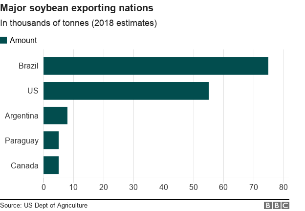 Bar chart for major soybean exporters