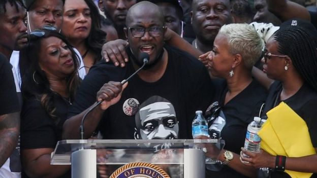 Philonese Floyd, George's brother, addresses a rally in Houston, 2 May 2020