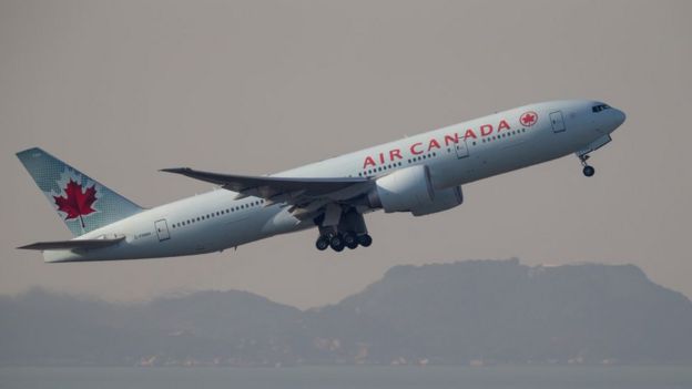 The Boeing 777-200 civil jet airplane of Air Canada