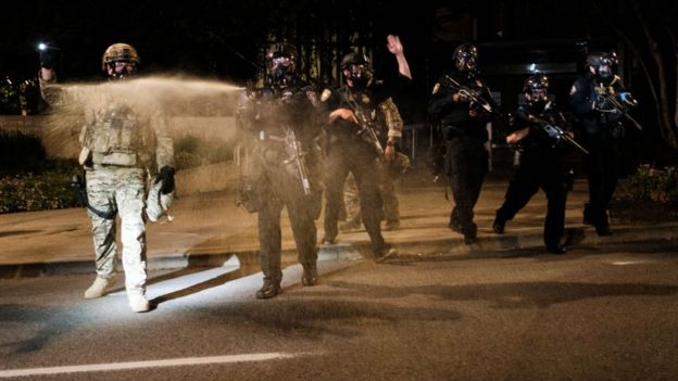 Federal officers in Portland on 17 July