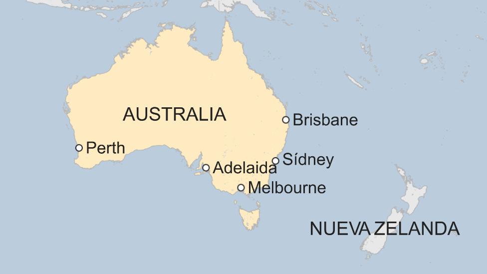 Mapa de Australia con las ciudades más pobladas.
