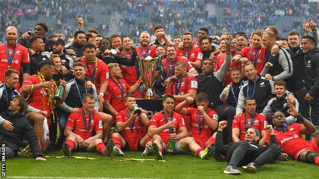 Saracens celebrate winning the 2019 Champions Cup