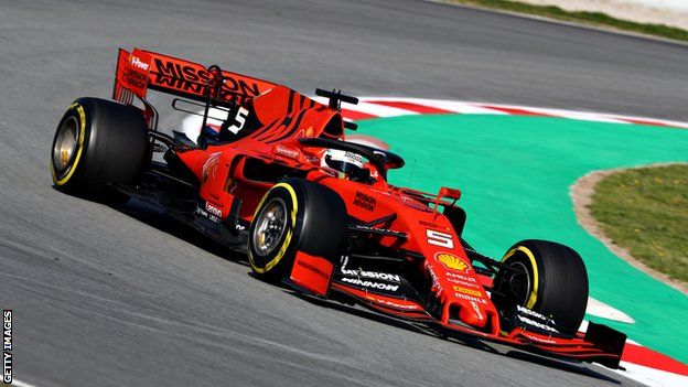 Sebastian Vettel drives his Ferrari during pre-season testing in Barcelona