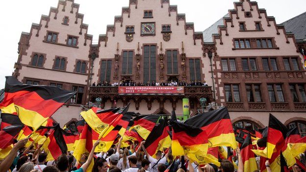 Germany fans welcome the squad home in Frankfurt