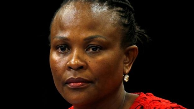 Public Protector Busisiwe Mkhwebane listens during a briefing at Parliament in Cape Town, South Africa October 19, 2016.